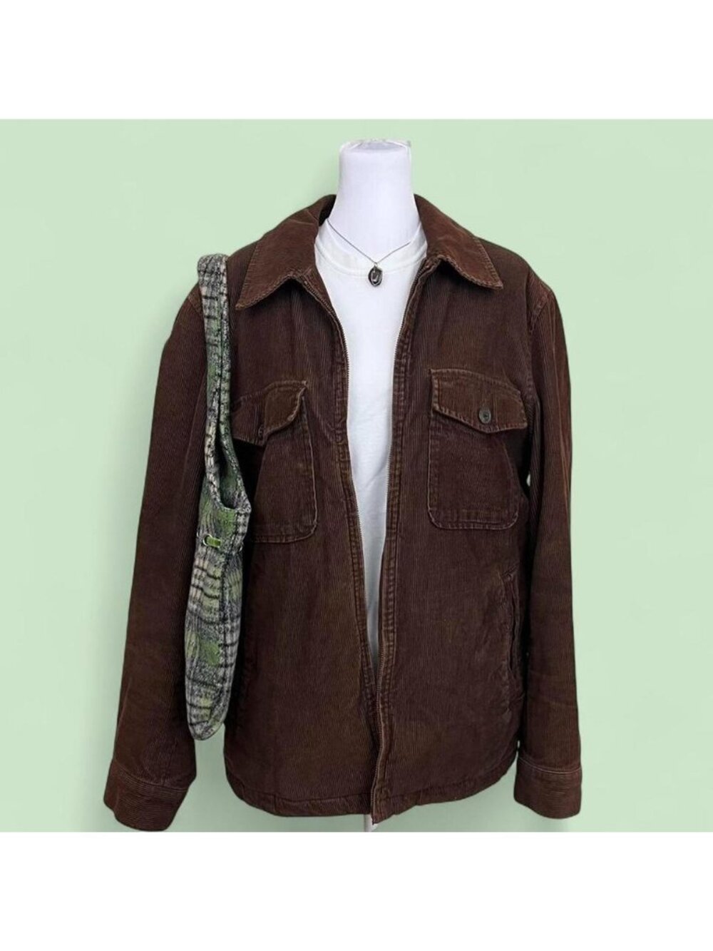 y2k brown distressed corduroy indie skater grunge sherpa linens jacket